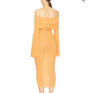 SER.O.YA Vibrant Orange Off-Shoulder Dress